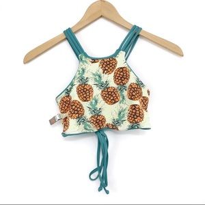 MAAJI Pineapple Reversable Halter Bikini Teal L